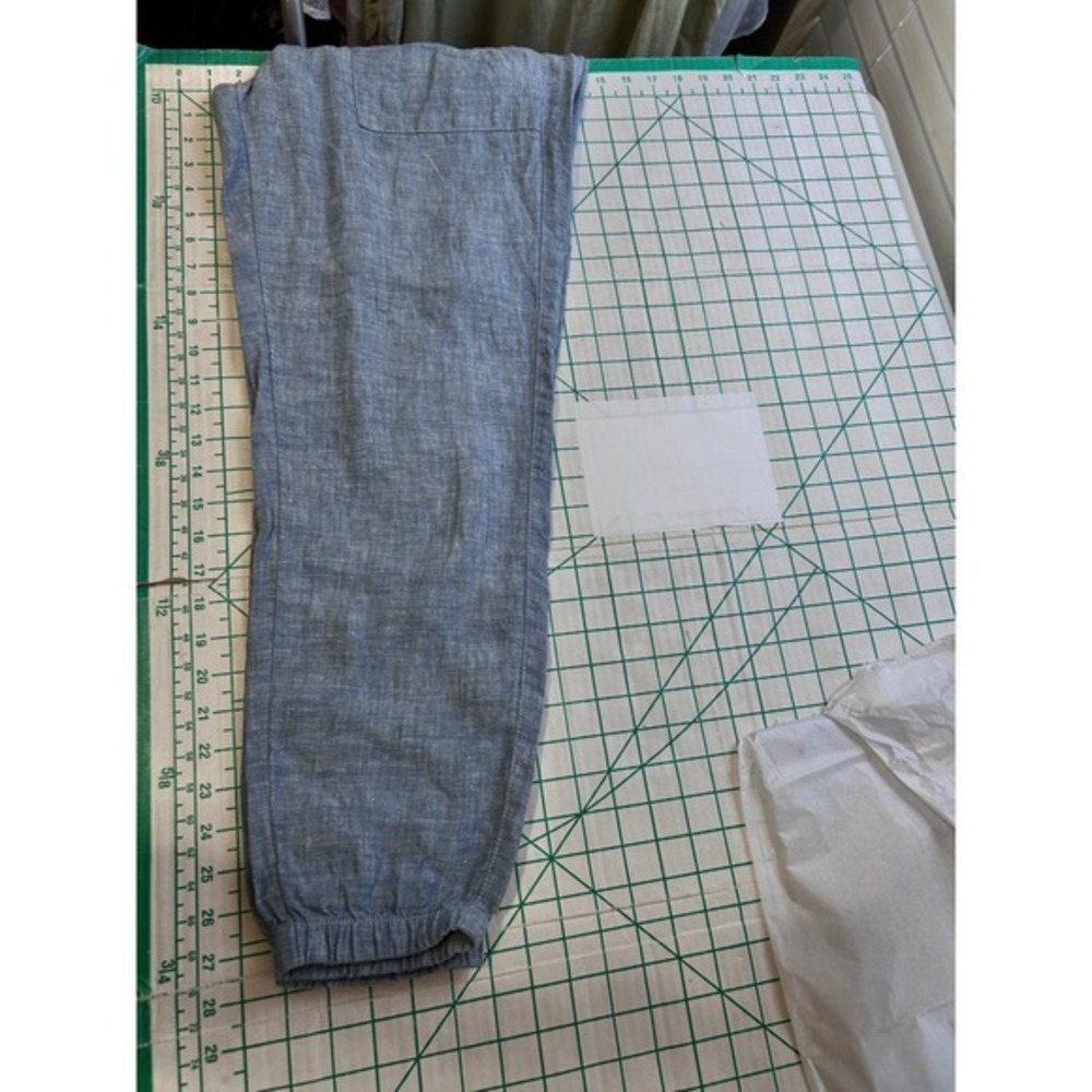 Athleta 4 Linen Jogger Pants Blue Casual Beach Coastal Summer 100% Linen - Picture 7 of 10